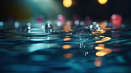 Bokeh light background of water in the pool. Colorful realistic illustration. Generative AI artの素材
