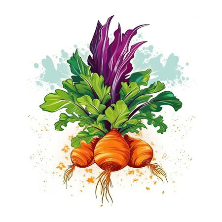 Yuca vegetable isolated on white background, flat illustration. Generative AI artの素材