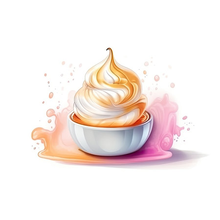 Baked Alaska delicious dessert isolated on white background. Generative AI artの素材