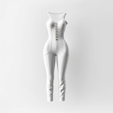 Jumpsuit fashion clothes isolated on white background. White mockup clothing. Generative AI artの素材