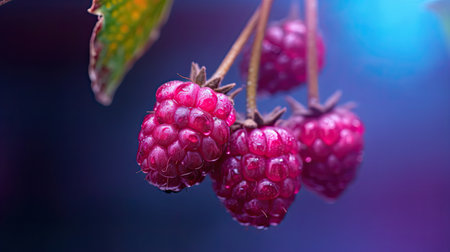 Fresh ripe Mulberry fruit illustration. Natural food colorful background. Generative AI artの素材