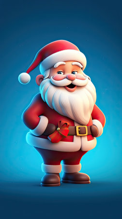 Smiling Santa Claus character illustration. Christmas and New year holiday painting. Generative AI artの素材