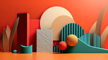 Abstract Textured Collage abstract background. Colorful futuristic illustration art. Generative AI artの素材