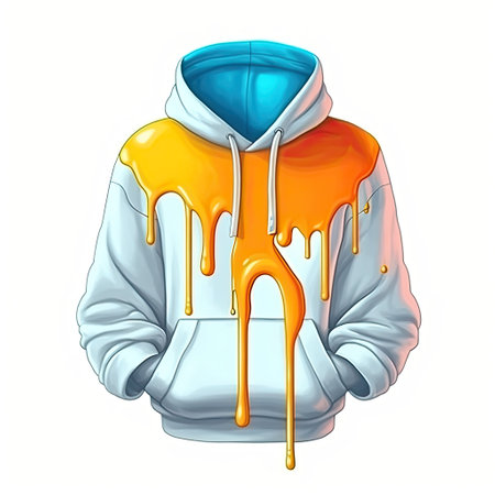 Hoodie fashion clothing with colorful pattern isolated on white background. Generative AI artの素材