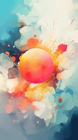 Serene Watercolor Blurs abstract background. Colorful futuristic illustration art. Generative AI artの素材