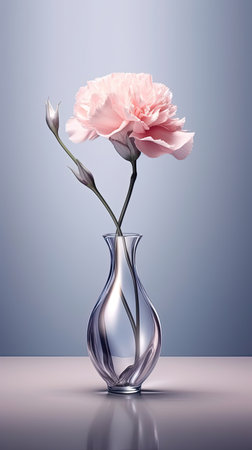 Carnation flower in elegant vase. Minimalism design with beautiful flower. Generative AI artの素材