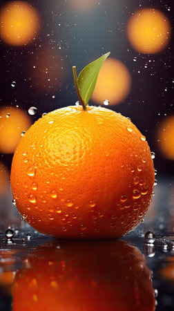 Fresh ripe Orange fruit illustration. Natural food colorful background. Generative AI artの素材