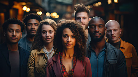 Multi ethnic people of different age looking at camera collage mosaic horizontal banner. Many lot of multiracial business people group smiling faces headshot portraits. Generative AI artの素材