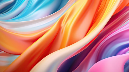 Whirlwind of Colorful Ribbons abstract background. Colorful futuristic illustration art. Generative AI artの素材