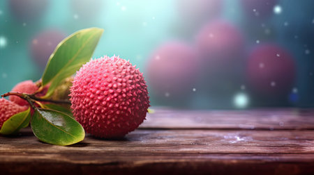 Fresh ripe Lychee fruit illustration. Natural food colorful background. Generative AI artの素材