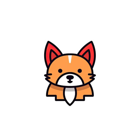 Portrait of Red fo cute animal icon. Line style character avatar. Generative AI artの素材