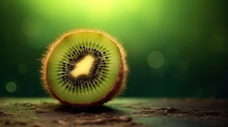 Fresh ripe Kiwi fruit illustration. Natural food colorful background. Generative AI artの素材