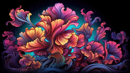 Modern style Snapdragon blooming flower. Greeting card floral design with elegant flower. Generative AI artの素材