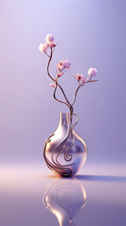 Lavender flower in elegant vase. Minimalism design with beautiful flower. Generative AI artの素材