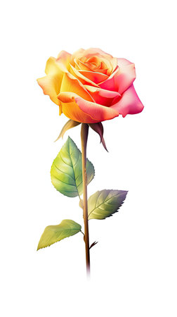 Rose flower isolated on white background. Beautiful blooming plant. Generative AI artの素材