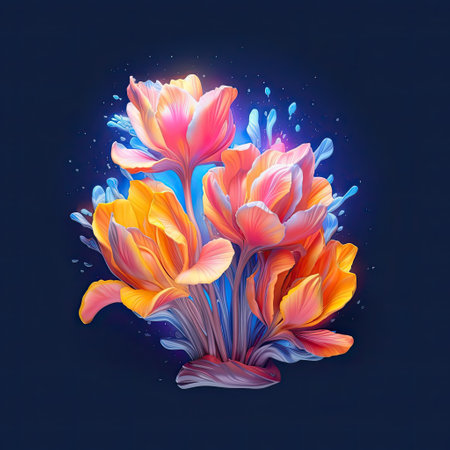 Elegant Tulip blooming flower. Greeting card floral design with beautiful flower. Generative AI artの素材