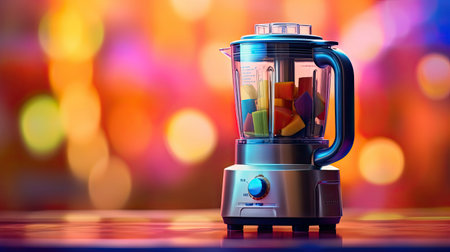 Food processor electric appliance. Futuristic device in colorful illustration. Generative AI artの素材