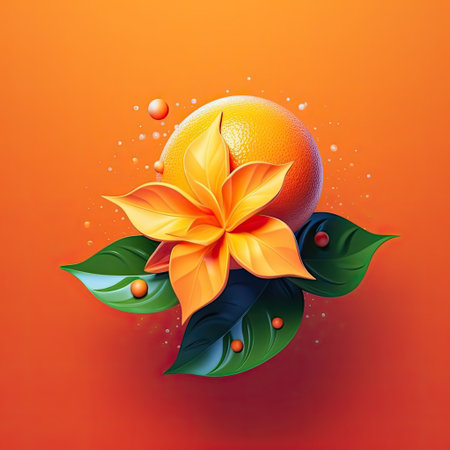 Delicious Orange ripe fruit. Natural fresh food colorful illustration. Tasty eco fruit. Generative AI artの素材