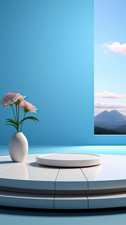 Abstract white studio background for product presentation. Empty room with shadows of window. Display product with blurred backdrop. Background with shadow. Generative AI artの素材