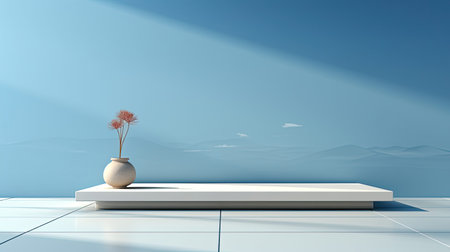 Abstract white studio background for product presentation. Empty room with shadows of window. Display product with blurred backdrop. Background with shadow. Generative AI artの素材