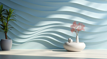 Organic drop diagonal shadow on a white wall, overlay effect for photo. Background with shadow. Generative AI artの素材