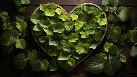 Heart shaped leaves vine, devils ivy, golden pothos, on background. Agriculture plants illustration. Generative AI artの素材