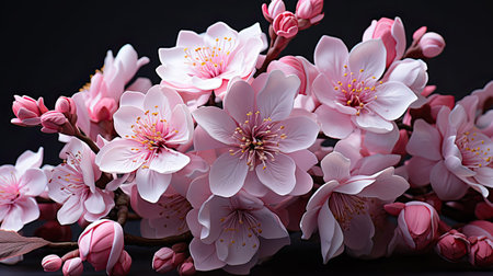 Pink magnolia flower on background with full depth of field. Floral flower illustration. Generative AI artの素材