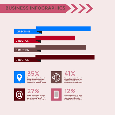 Infographics Elements - business vector illustration for presentation, booklet, website, blog, workflow layout, brochure, banner, card, step up options, web design, poster, flyer, timeline.のイラスト素材
