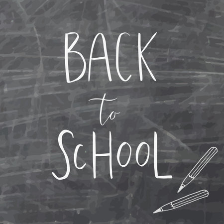 Welcome back to school template for flyer, magazines, posters, book cover, banner. Vector background with hand drawn lettering.のイラスト素材