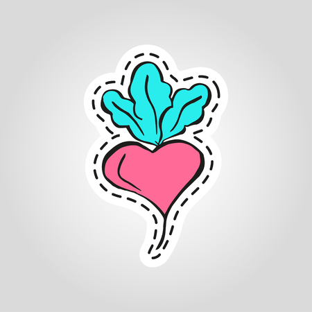 Beet fruit sticker made in cartoon flat style. Label for markets, shops, and gardens.のイラスト素材