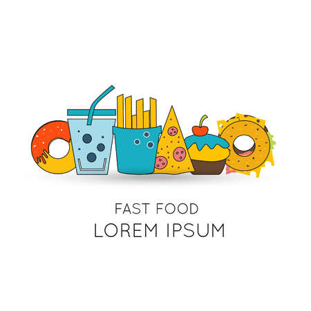 Modern obesity logo and pictogram. Concept of fast food and unhealthy lifestile with elements for mobile concepts and web apps.のイラスト素材