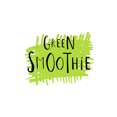 Vector brush eco, bio green logo or sign. Vegan, raw, healthy food badge, tag for cafe, restaurants, products packaging. Hand drawn leaves, branches, plant elements with lettering. Organic design template.のイラスト素材