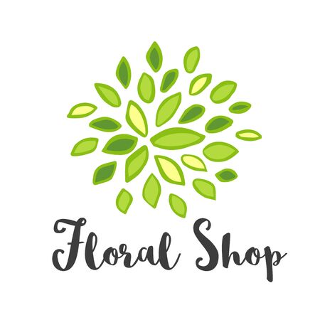 Vector floral with leaves, branches, plant elements isolated on white background. Vector eco illustration for card, invitation, restaurant, bar, menu, shop, groceryのイラスト素材