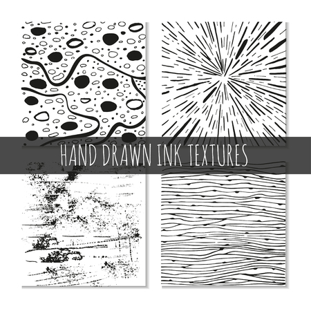 Set of four abstract hand-drawn wave patterns templateのイラスト素材