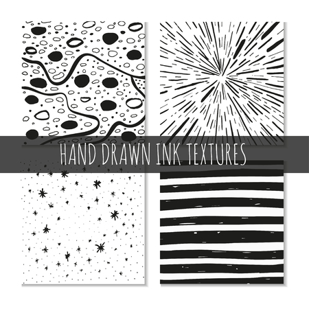Set of four abstract hand-drawn wave patterns. Background can be used for wallpaper, fills, surface texture, scrapbook, party decoration, t-shirt design, card, print, poster, invitation, packagingのイラスト素材