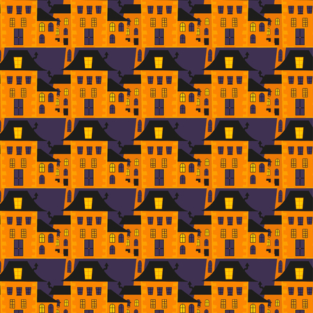 Halloween patterns with holiday symbols. Vector background can be used for wallpaper, fills, web page,surface, scrapbook,  holiday card, invitation and party design.のイラスト素材