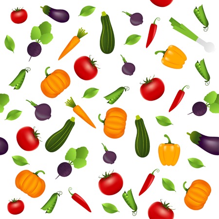 Pattern background with vegetables. Design for greeting card, summer invitation, trendy fabric, simple ornament, texture template, stylish layout. Vector illustration.のイラスト素材