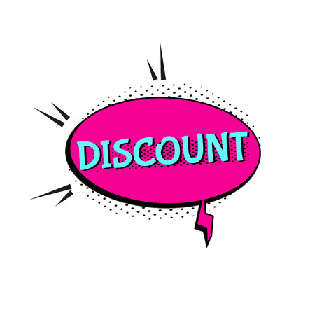 Sale comic text speech. Promo bubble phrase on white background. Vector offer template for social media website, poster, flyer, email, newsletter, advertisement, promotional material.のイラスト素材