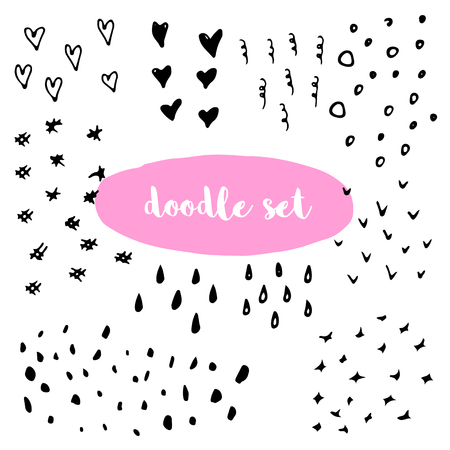 Vector hand drawn doodle set  made with ink. Freehand textures for fabric, polygraphy, web design.のイラスト素材