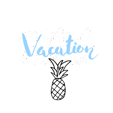 Beautiful summer poster with hand drawn lettering. Template for sail, tropical vacation, banner, invitation, envelope, background, journal cardsのイラスト素材