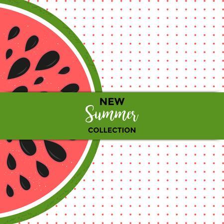 Social media sale banner or summer special offer with watermelon. Vector illustrations for website template, posters, email and newsletter design, promotional material.のイラスト素材