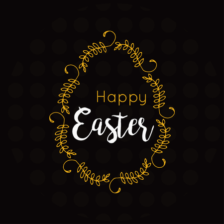 Colorful Happy Easter greeting card with text. Postcard  templates with message. Modern lettering  calligraphy style.のイラスト素材
