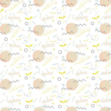 Trendy geometric elements memphis card. Pattern for tissue and postcards. Spring poster  background. Vector illustrationのイラスト素材