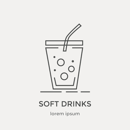 Icon of soft drink. Modern thin line icons set.  Flat design web graphics elements.のイラスト素材