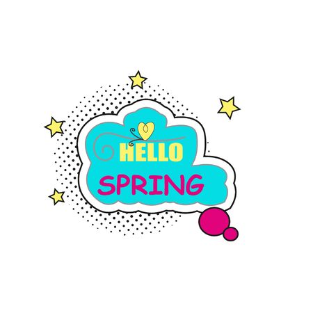 Spring stickers pop art object vector illustration.のイラスト素材