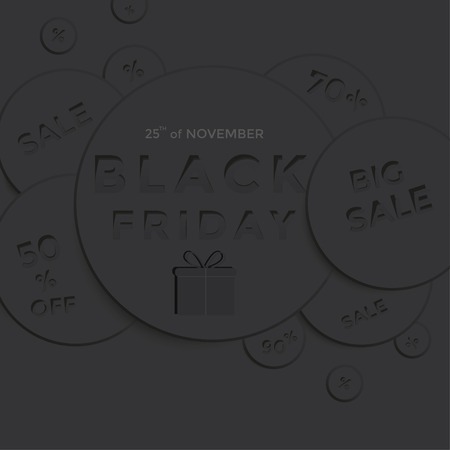 Black Friday sale banner for shops and web page, with discount. Elegant and modern advertising background template, marketing poster, shopping bags design.のイラスト素材