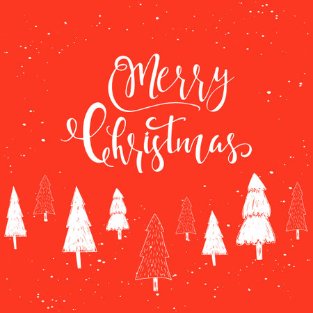 Cute Christmas gift card with lettering quote Merry Christmas,  magic moments. Easy editable template. Modern illustration for postcard, poster, t-shirt, banner.のイラスト素材