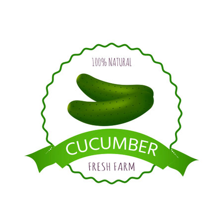 Collection of Badge, logo or tag with realistic healthy vegetables such as: carrot, tomato, pepper, eggplant, pumpkin, marrow, zucchini. Quality vector banner about diet, eco foodのイラスト素材