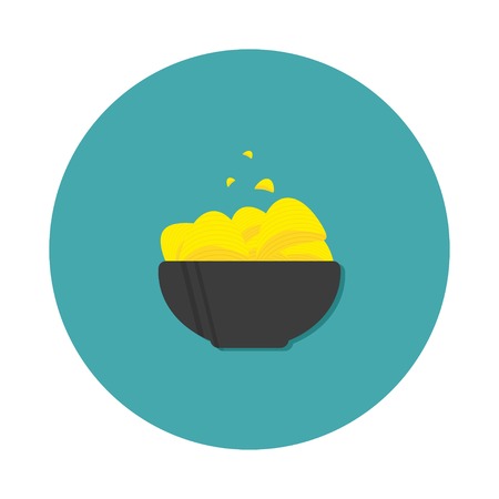 Flat icon with potato chips. Vector  illustrationのイラスト素材