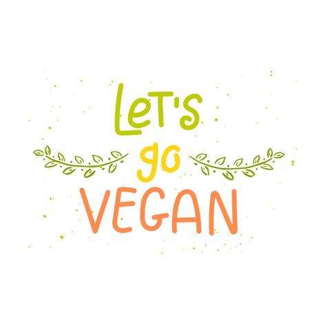 Vector eco, bio green logo or sign. Vegan  healthy food badge, tag for cafe, restaurants, products packaging. Hand drawn leaves, branches, plant elements with lettering. Organic design template.のイラスト素材